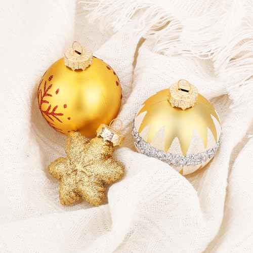 100pcs Round Christmas Ball Ornament Caps 0.71in, Ornament Tops Caps Xmas Hanger DIY Decorations Cap for Christmas Tree Ceramic Glass Porcelain Top Hanging Ornaments, Gold