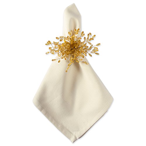 DII Gold Beaded Starburst Napkin Ring Set, 4" Diameter, 6-Piece (Holiday Tabletop Décor)