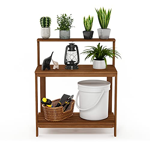 Furinno Tioman 3-Tier Outdoor Potting Bench with Storage Shelf - Natural