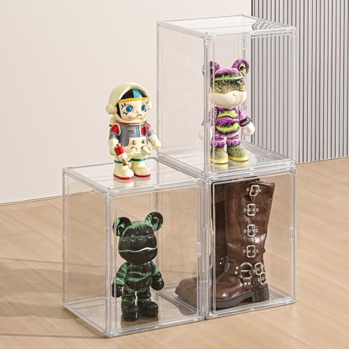 VGLXTRNT 4 Pack Extra Large Clear Display Cases for Helmets, Sports Equipment, Collectibles - 17.7x13x13 Inches