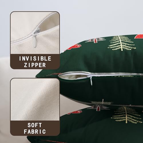 A6-2 20 x 20 Green Christmas Tree Pillow Covers Set of 2 - Dark Green Linen