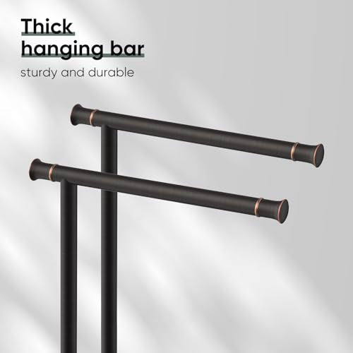 Hoimpro Hand Towel Holder Stand Bathroom Towel Rack Bronze Oil Rubbed Finish
