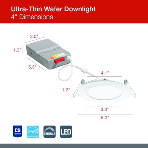 Matte White 4-Inch LED Recessed Lights 5-in-1 CCT Ultra-Thin Flat Trim 6-Pack