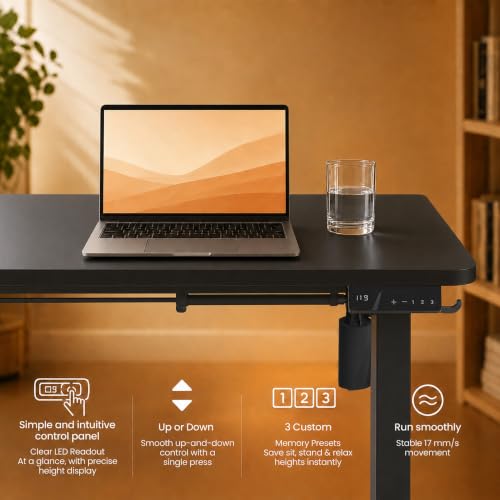 AdGiGi Black 32x24 inch Electric Standing Desk - Compact Adjustable Home Office Workspace