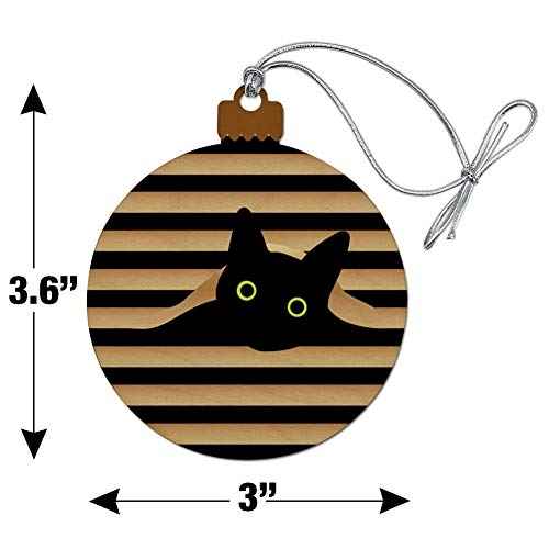 GRAPHICS & MORE Black Cat in Window Wood Christmas Tree Holiday Ornament