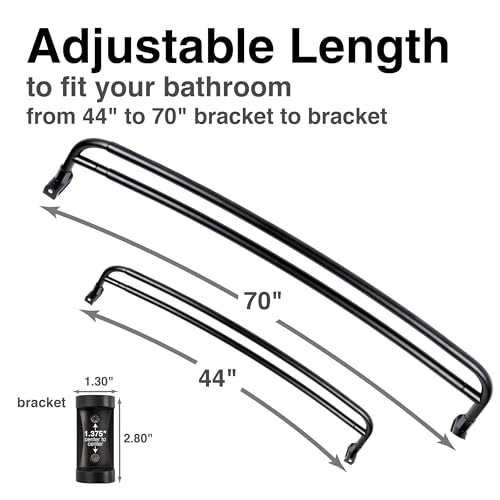 JS Jackson Supplies Double Curved Shower Rod Black - Adjustable Metal Bath Divider