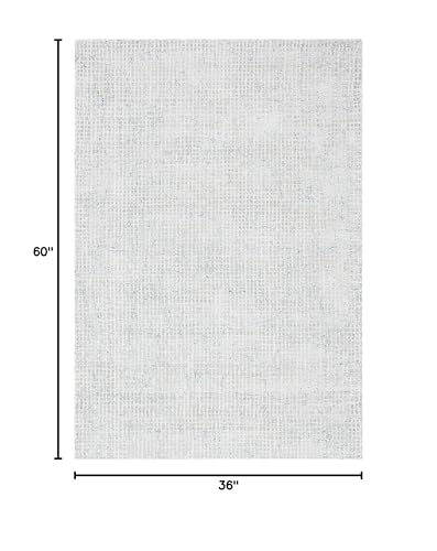 SAFAVIEH Abstract Collection Accent Rug - 3' x 5', Silver & Blue, Handmade Wool & Viscose, Ideal for High Traffic Areas in Entryway, Living Room, Bedroom (ABT469G)