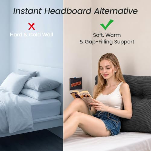 Sasttie Dark Grey Twin/Twin XL Wedge Headboard Pillow for Bed & Lounge