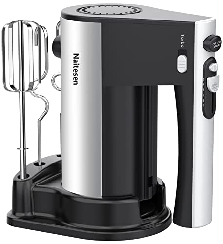 Black 600W Hand Mixer with 10 Speeds Turbo Function - Lightweight Kitchen Appliance