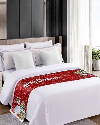 DecorLovee 94x20 Red Christmas Bed Runner for King Size Bed Holiday Decor