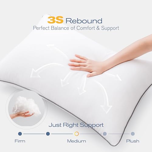 MUFEW King Size Pillow Set of 4 - Ultra Thick Cooling Down Alternative Hotel Quality Bedding for Back, Side & Stomach Sleepers