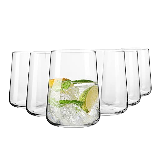 Krosno Water Glasses Set of 6 - 16.6 oz Modern Tapered Tumblers, Infinity Collection