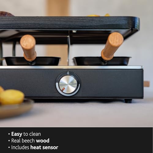 Electric Raclette Grill for 8 People - Durable Tabletop Cheese Maker