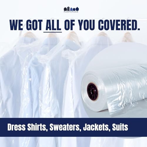 Plasticplace 72x21 Inch Clear Garment Bags - 240 Count, Zippered, Dust & Wrinkle Protection, Made in USA
