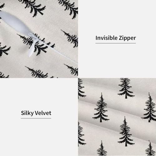 Sunshineyan Black Christmas Pillow Covers 22 x 22 Inch Set of 2 - Durable Linen Throw Cushion Cases