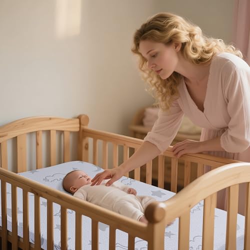 Baby Pack and Play Mattress 38x26in Double-Layer Crib Mattress with Washable Cover