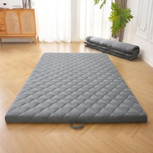 Grey DOWNSTORIA Japanese Foldable Floor Mattress Twin 39x75 with Handle