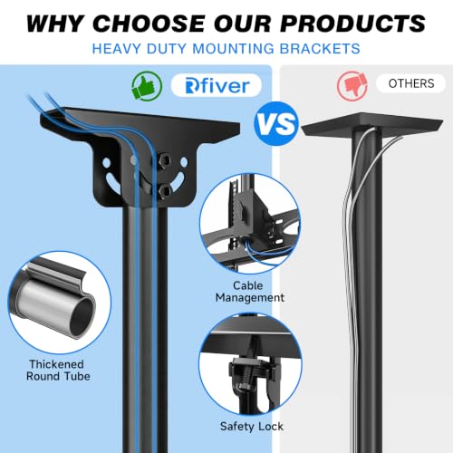 Rfiver Single Ceiling TV Mount for 32-70 Inch Flat & Curved Screens - Sloped Ceiling Bracket