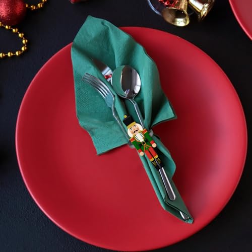 Nutcracker 12-Pack Christmas Napkin Rings - Metal Napkin Holders, Holiday Baroque Style (2 styles, 6 each) - EYNDYN