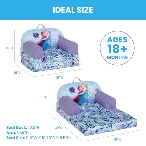 Disney Frozen Cozee Buddy Flip-Out Kids Chair by Delta Children, Purple - Convertible Toddler Lounger & Bed