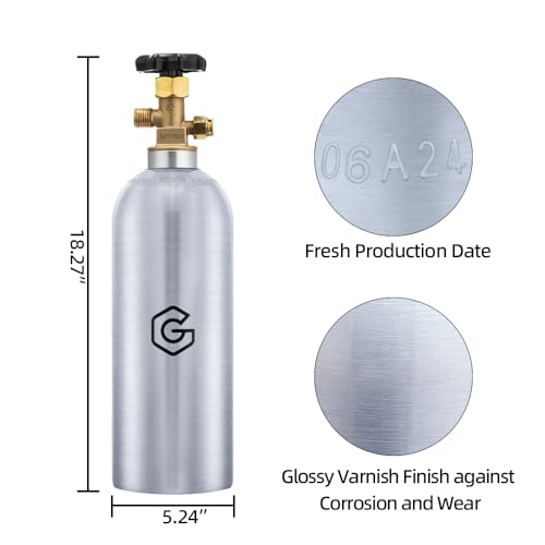 5lb Aluminum CO2 Tank with CGA-320 Valve DOT Approved for Beverage and Gas Use