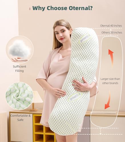 Pregnancy Body Pillow with Detachable Cover, Support for Back Belly Hips Legs