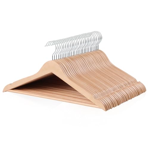 Amazon Basics Natural Wood Suit Hangers – 30-Pack Closet Organizer