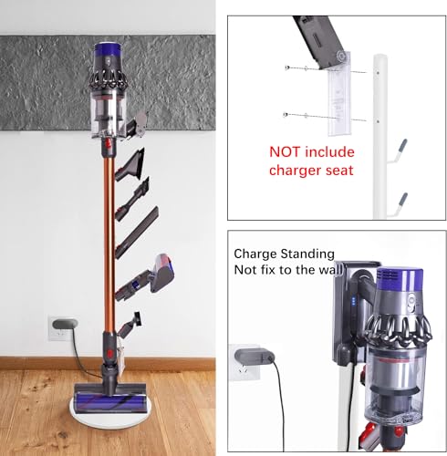 XIGOO Freestanding Vacuum Storage Stand with 6 Hooks, White - Compatible with V11 & V10 Models