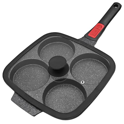 Large Nonstick Egg Pan with Lid - 10 Inch Pancake & Omelette Frying Pan, Black Variation