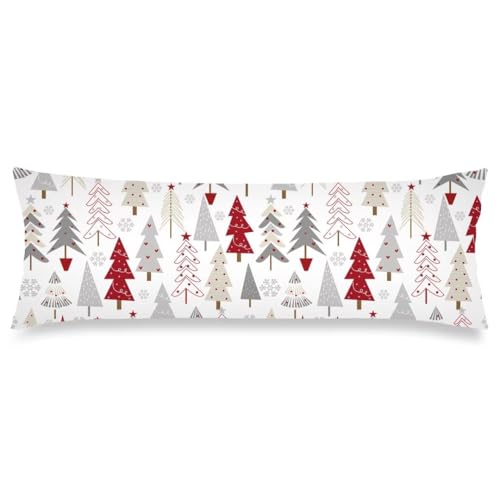 MATEKULI Christmas Body Pillow Cover 20x54 Grey White With Zipper
