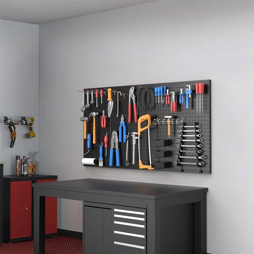 Ultrawall Black Metal Pegboard Wall Panels 4-Pack Garage Tool Storage