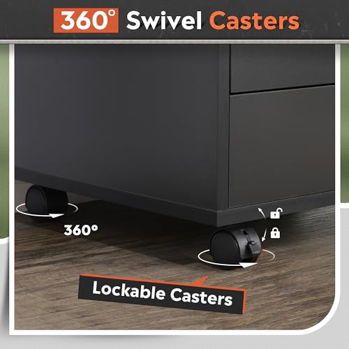 DEVAISE Black 5-Drawer File Cabinet Under Desk Storage 15.7"D x 18.7"W x 25.5"H