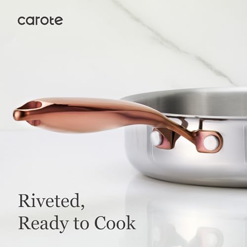 10-Inch Tri-Ply Stainless Steel Frying Pan - Non-Toxic Egg & Omelet Pan - Oven & Induction Safe - Polished Silver - Without Lid
