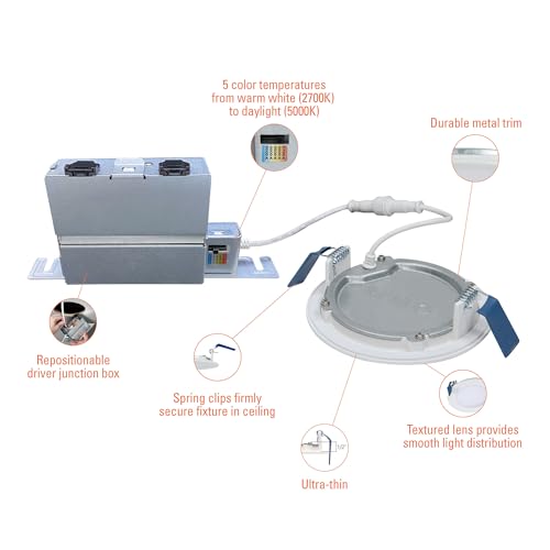 HALO 4-Inch Canless LED Recessed Light - Dimmable, Color Temp Switch, 6-Pack