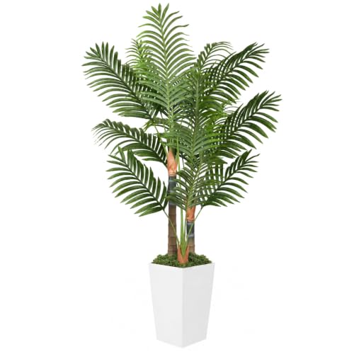 White 5ft Artificial Palm Tree Indoor Plant with Pot - Lifelike Tropical Decor