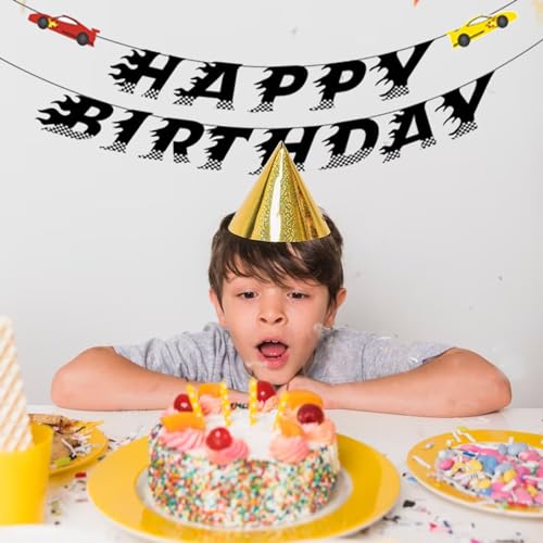GLASNES Race Car Birthday Banner 6.3 x 4.7 in - Colorful Party Decorations