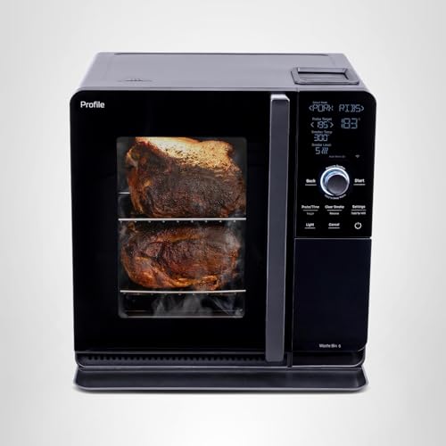 GE Profile™ Smart Indoor Pellet Smoker, with Active Smoke Filtration, 5 Smoke Control Settings, WiFi Connected, Electric, Countertop BBQ Appliance, Black
