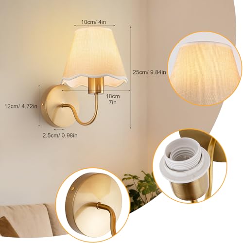 Cream 10 Inch Battery Operated Wall Sconce Set of 2 with Rechargeable Bulbs