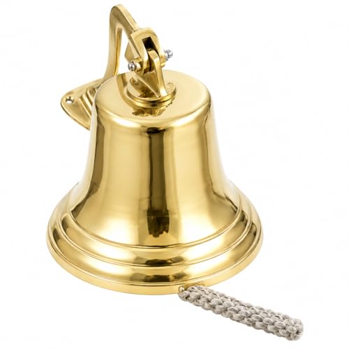 11-Inch Brass Ship Bell - Polished Nautical Maritime Jumbo Wall Mount