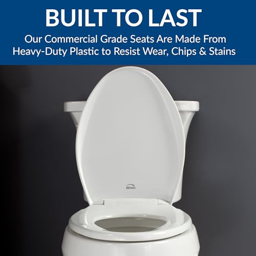 Bemis Heavy Duty Elongated Commercial Toilet Seat with Cover - White