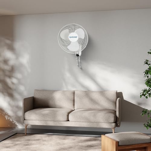Hurricane Classic 16-Inch Wall Mount Oscillating Fan - 3 Speeds, White, 2 Pack