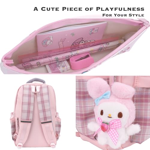 Kawaii Pink Backpack for Girls - Cute School Bag with Multiple Compartments