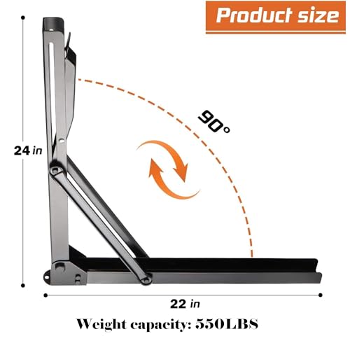 Ultrawall 24 Inch Folding Steel Shelf Brackets - 4 Pack Wall Mount Support