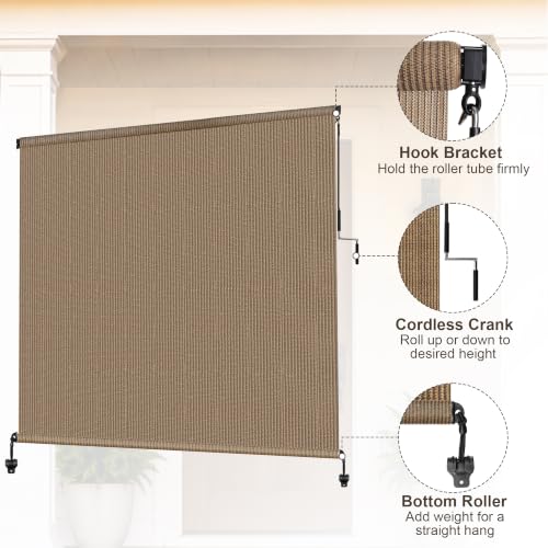 OKBA Patio Shades Roll Up Blinds Outdoor Roller Shade for Patio,9' W