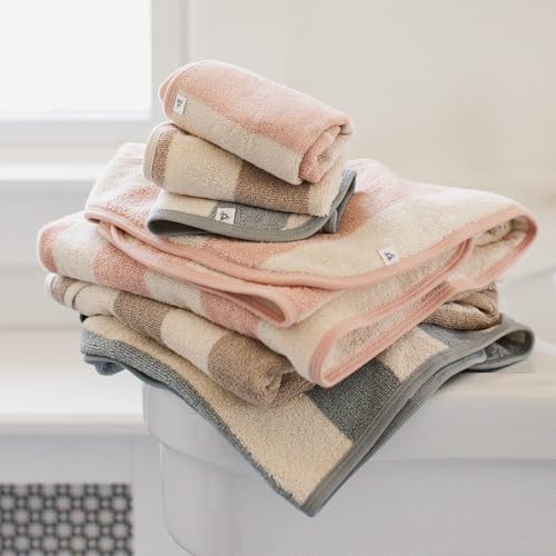 Pink Sand 32 x 32 Inch Organic Cotton Baby Hooded Towel & Washcloth Set