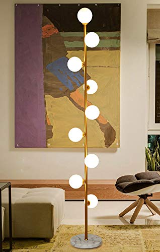 Hsyile Gold Modern Floor Lamp with 9 Lights, Cozy Elegant Living Room & Bedroom Lighting