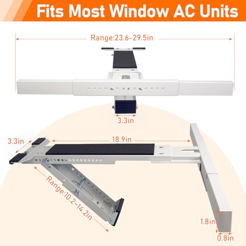 No Drill Window AC Bracket Support - Supports Up to 165 lbs, Adjustable for Small Windows - Variation of No Drilling, Up to 165lbs