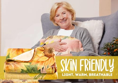 Huglanket Grammie Gifts Sunflower 50" x 65" Flannel Throw Blanket for Grandmothers