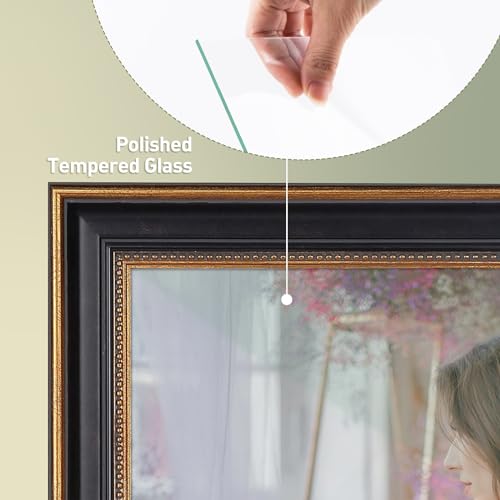 12x18 Ornate Gold & Black Picture Frame with Real Glass - Space Art Deco