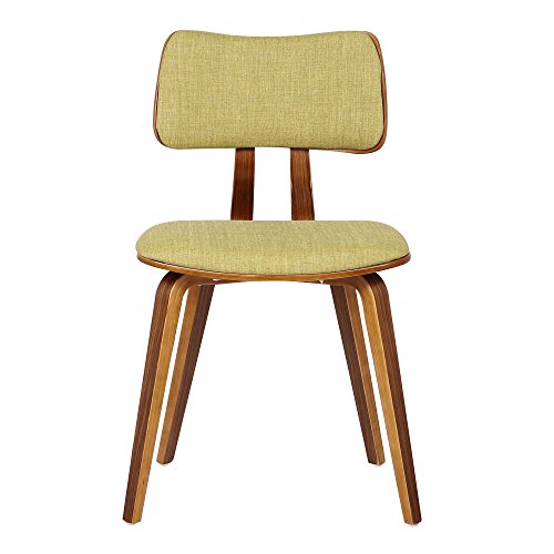 Armen Living Jaguar Mid-Century Dining Chair in Walnut Wood and Green Fabric - Variation: Green/Walnut / Single
